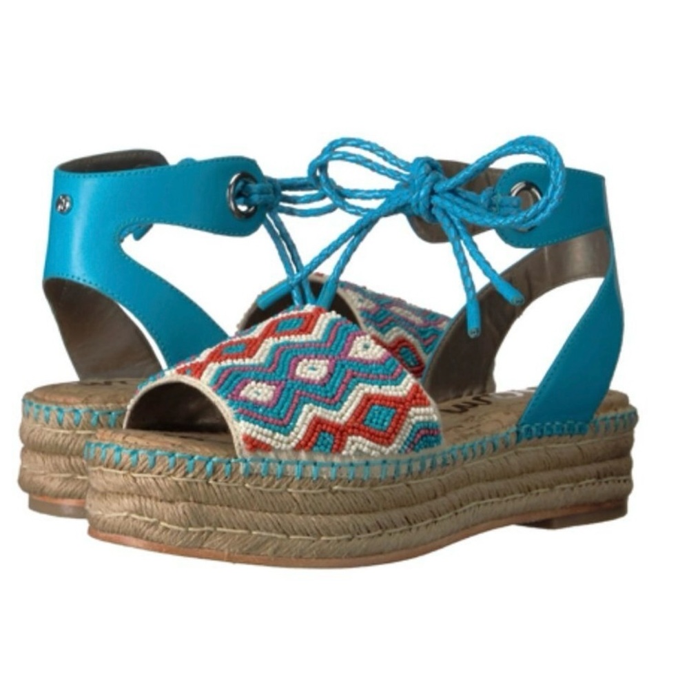 Sam Edelman Blue and Multicolor Espadrille Sandals